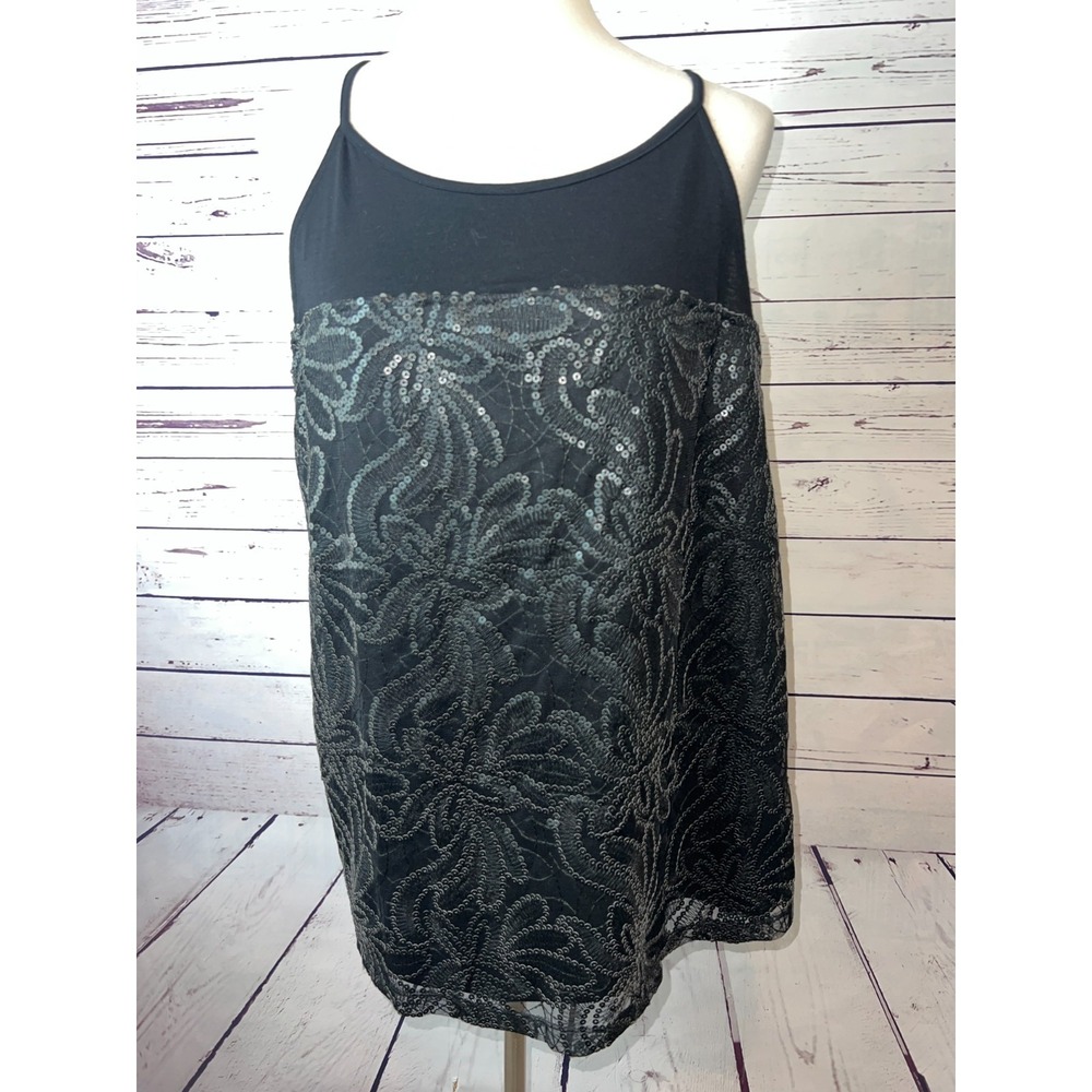 Lane Bryant Plus size 18‎ 20 Blouse Sleeveless Tank top Shirt Sequins NWT Black
